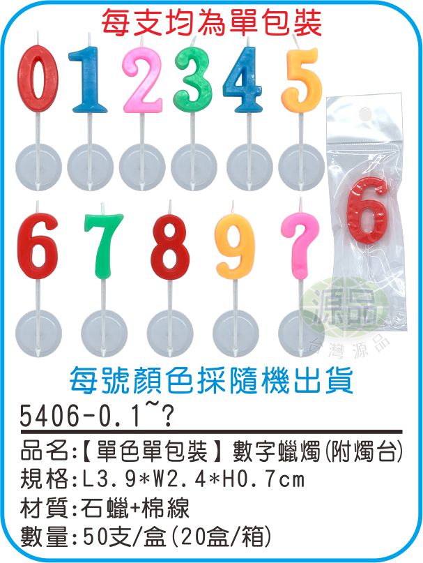 【單包裝】單色數字蠟燭(附燭台)